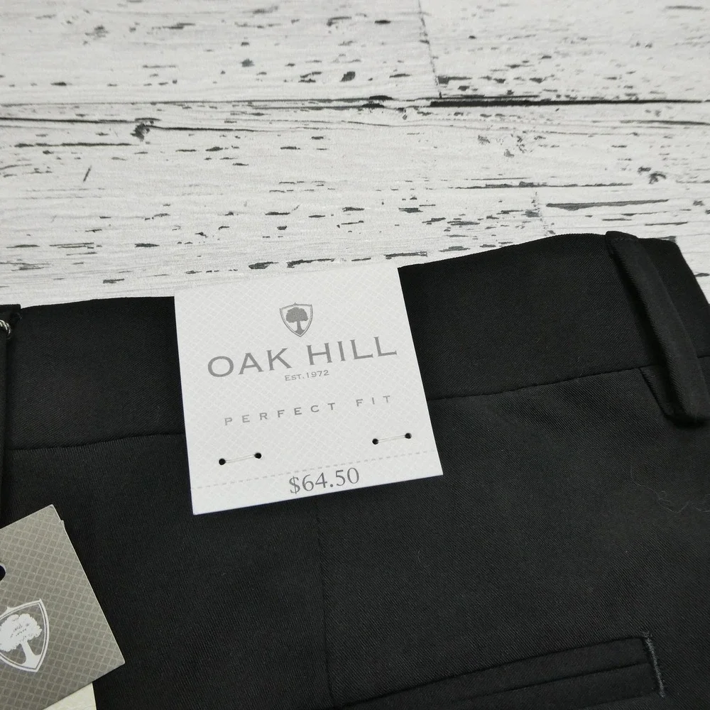 Oak Hill Pants Mens 40x32 Black Perfect Fit Pleated‎ Stretch Slacks Big Tall